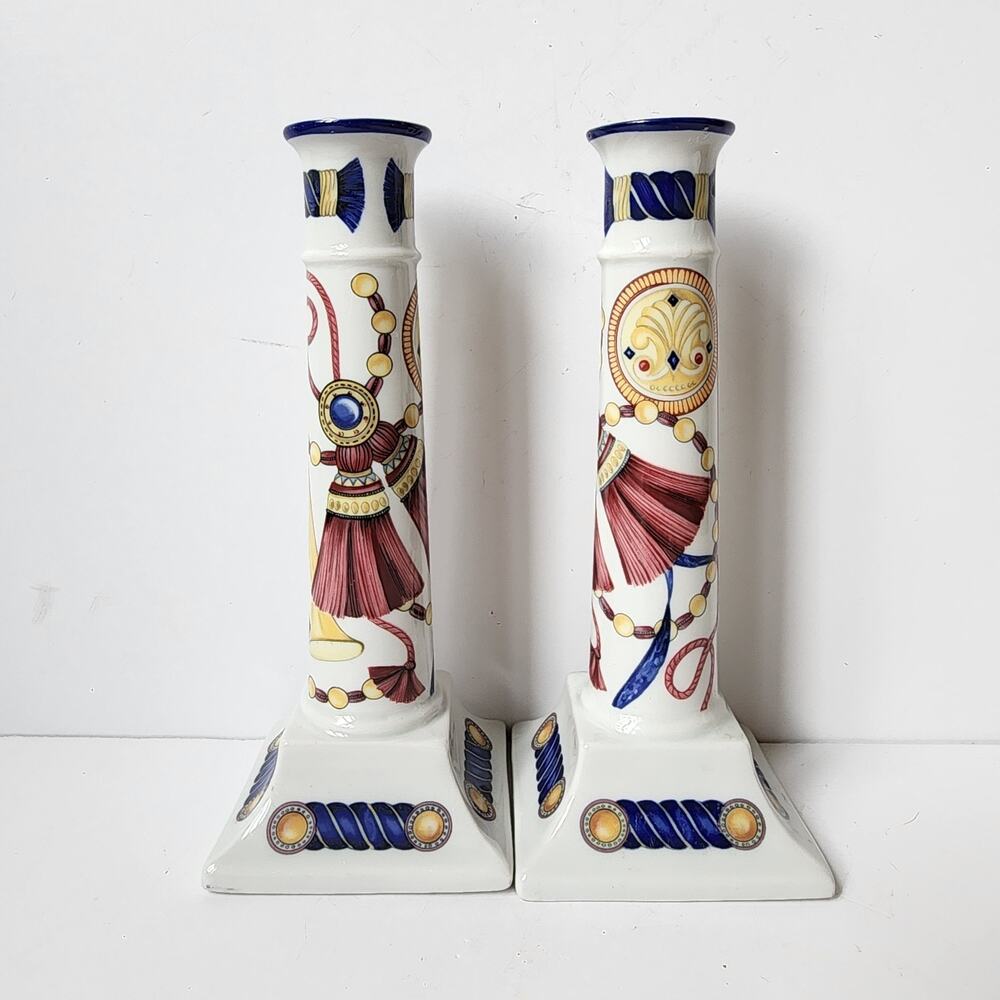 Villeroy & Boch Gallo Design Musical Theme Porcelain Candlesticks Candle Holders